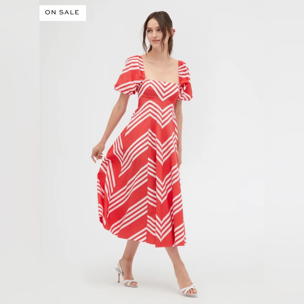 Hill House Home Matilda Midi Dress Red White Stripe